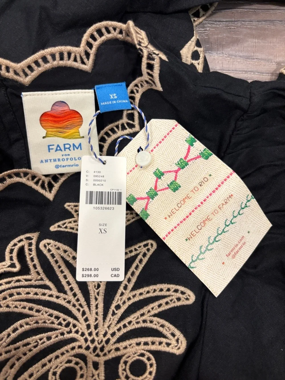 Farm Rio x Anthropologie Long Sleeve Cutout Embroidered Midi Dress - Picture 2 of 7